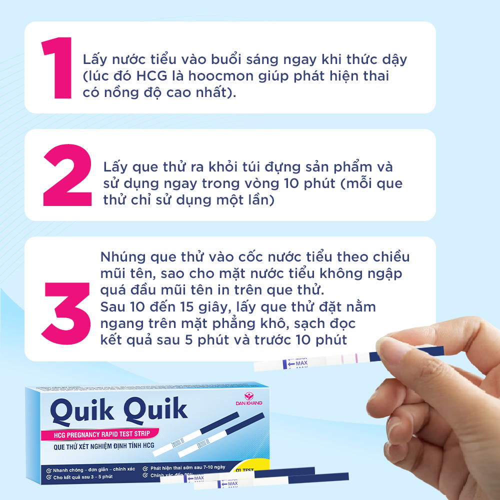 (HỎA TỐC + CHE TÊN) Que thử thai phát hiện thai sớm sau 7 ngày chính xác Quik Quik