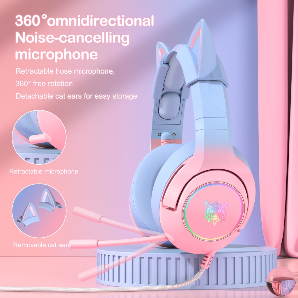 Tai Nghe Gaming Tai Mèo ONIKUMA K9 Có dây, Âm Thanh Nổi, Miro Chống Ồn, Tương Thích Nhiều Thiết Bị