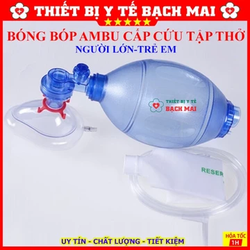 Bóng Bóp Ambu Cấp Cứu Oxy Tập Thở Dành Cho Người Lớn, Trẻ Em