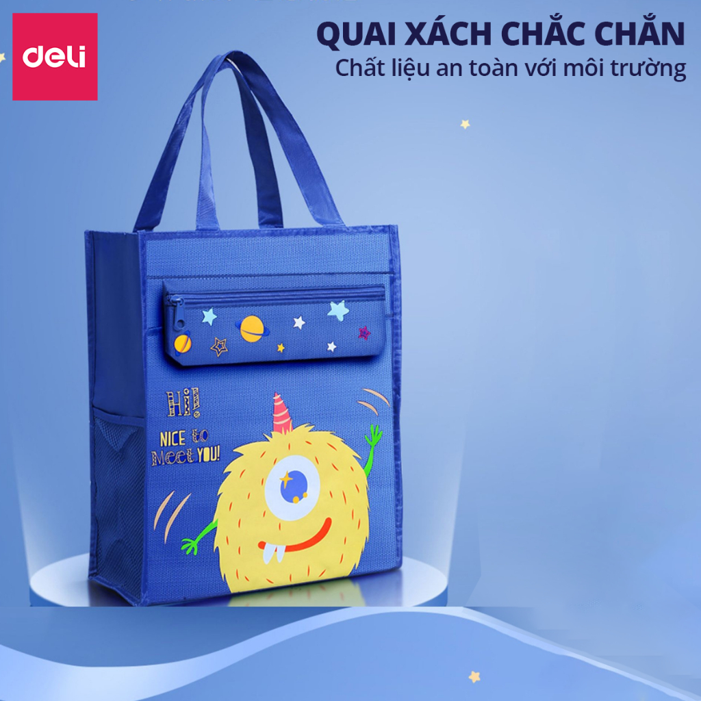 Túi Tote Túi Học Thêm Deli Vải Canva Deli Dễ Thương Sức Chứa Lớn Chống Nước, Chống Bụi Đựng Tài Liệu Sách Vở Học Sinh