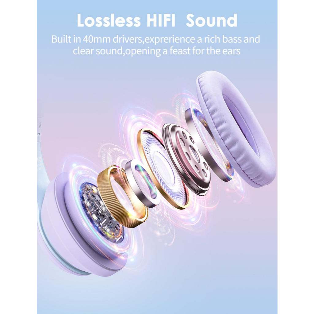 Tai Nghe Gaming Tai Mèo ONIKUMA B90 Bluetooth, Giảm Tiếng Ồn, Đèn RGB