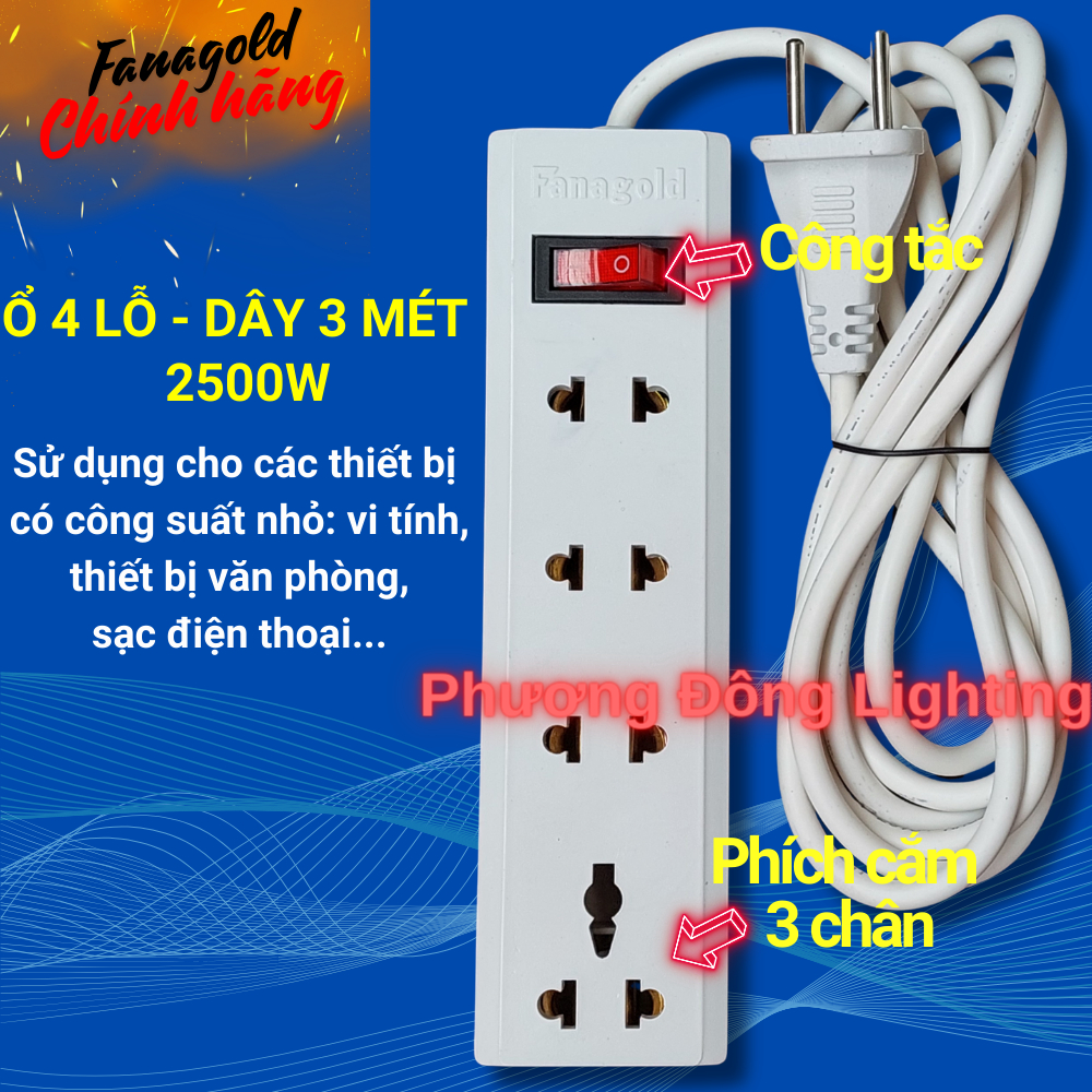 Ổ Cắm Điện Đa năng Có dây - Chính hãng Fanagold