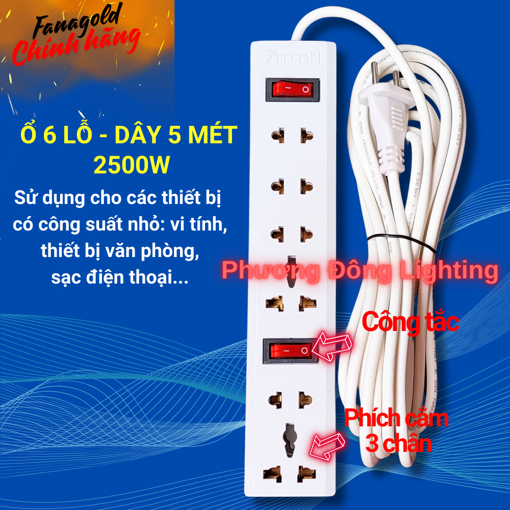 Ổ Cắm Điện Đa năng Có dây - Chính hãng Fanagold