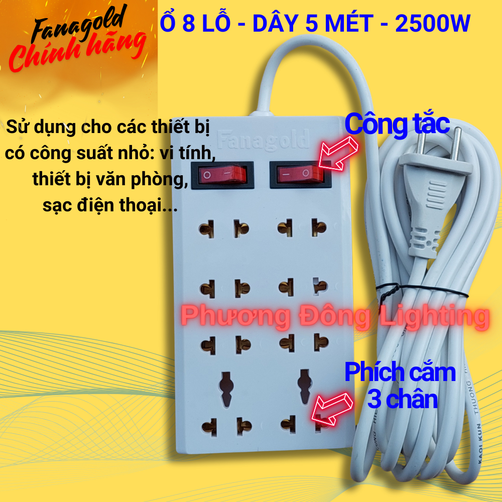 Ổ Cắm Điện Đa năng Có dây - Chính hãng Fanagold