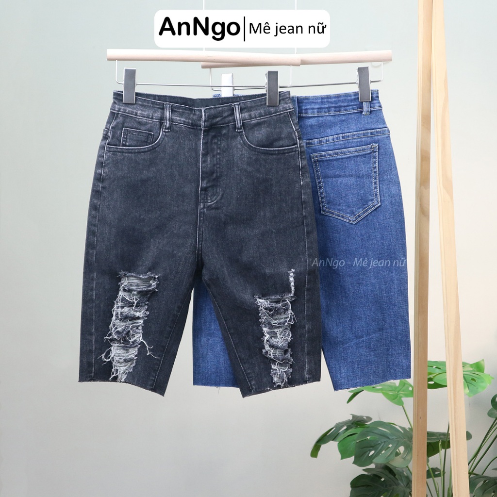 Quần jean ngố nữ màu xám, quần lửng co giãn form vừa, chất liệu cực đẹp không phai màu AnNgo - AT183