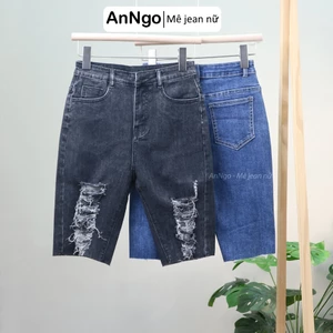 Quần jean ngố nữ màu xám, quần lửng co giãn form vừa, chất liệu cực đẹp không phai màu AnNgo - AT183