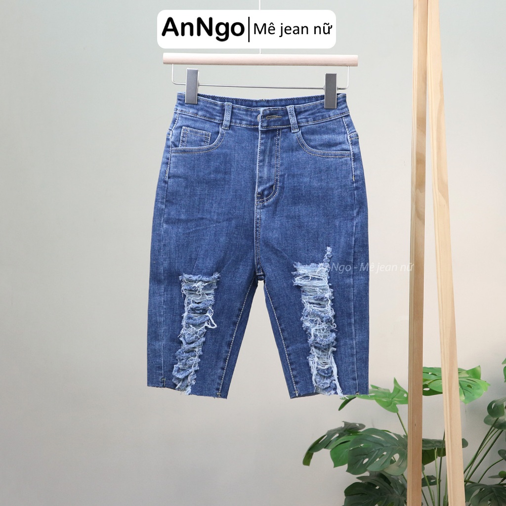 Quần jean ngố nữ màu xám, quần lửng co giãn form vừa, chất liệu cực đẹp không phai màu AnNgo - AT183