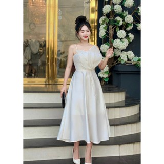 Đầm xòe 2 lá dập ly xinh xắn, dễ thương [Đầm váy dự tiệc] đỏ, đen, trắng, hồng X055