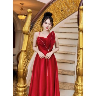 Đầm xòe 2 lá dập ly xinh xắn, dễ thương [Đầm váy dự tiệc] đỏ, đen, trắng, hồng X055