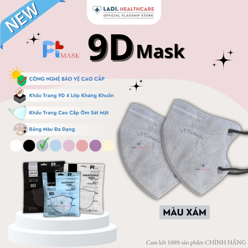 [Thùng 100 Cái] Khẩu trang 9D PT kháng khuẩn, khẩu trang 5D phiên bản nâng cấp công ty Phương Tuyến