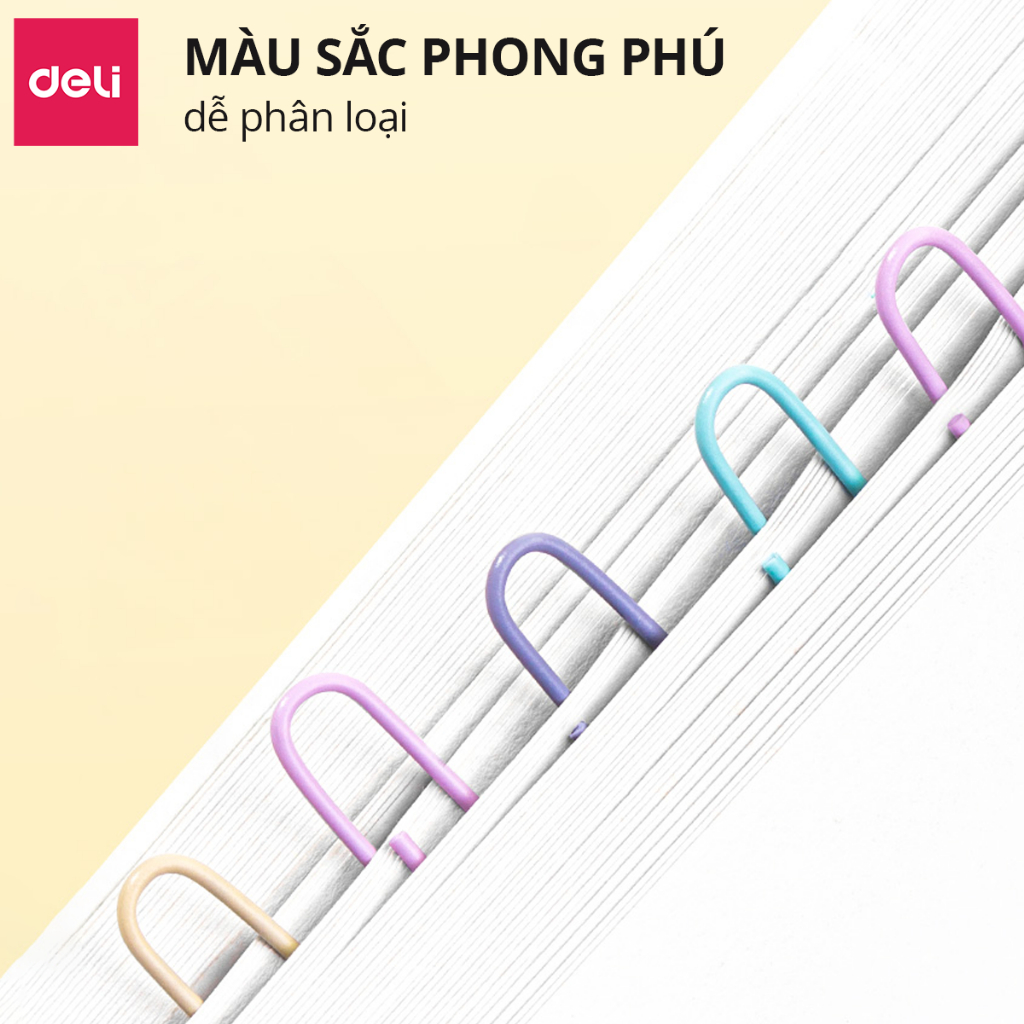 Hộp 100 160 Ghim Vòng Deli - Kẹp Giấy Tài Liệu Văn Phòng Phẩm Giữ Văn Bản Gọn Gàng - Màu Sắc Morandi - Đa Năng Tiện Lợi