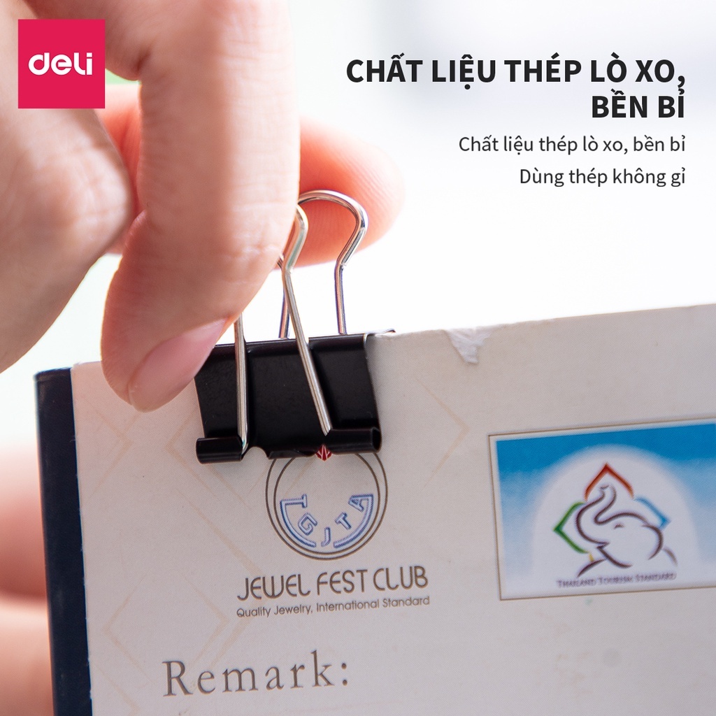 Kẹp Giấy Tài Liệu Deli - 12 Chiếc Kẹp Bướm Văn Phòng Phẩm Học Sinh - Nhiều Kích Thước Nhỏ Gọn Tiện Lợi Giá Rẻ