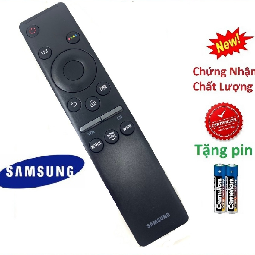 tay điều khiển remote từ xa tivi samsung 4k Cong màu đen mẫu mới made in INDONESIA-kèm pin-tay đầu bấm tivi samsung 4k