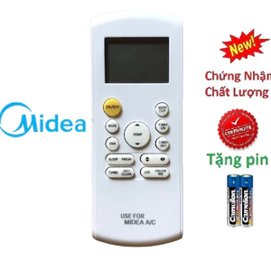 tay điều khiển remote từ xa điều hòa Midea 1 nút vàng-kèm pin-tay đầu bấm điều hòa Midea 1 nút vàng