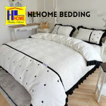 bộ chăn ga nỉ lông thỏ minmin cao cấp,hàng thiết kế họa tiết thêu dày dặn , mềm mịn bao chuẩn 1 HLHOME — ảnh 2