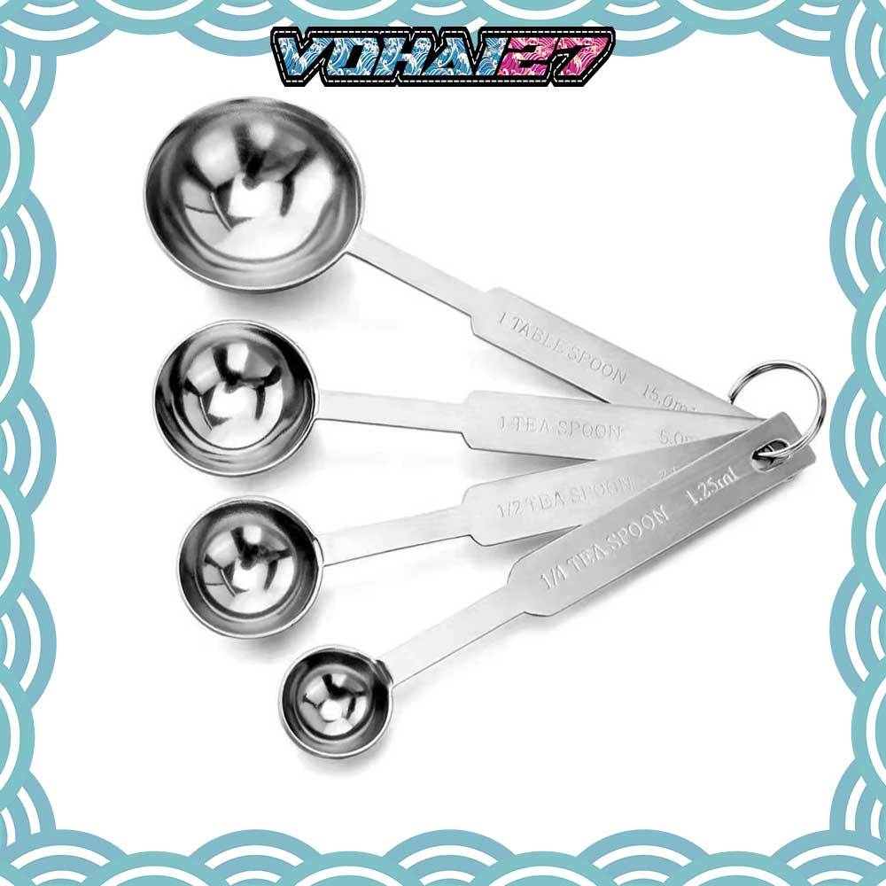 Muỗng Đong Định Lượng inox Không Gỉ Bộ 4 Cây (15ml / 5ml / 2.5ml / 1.25ml) ( Đong inox 4 Món)