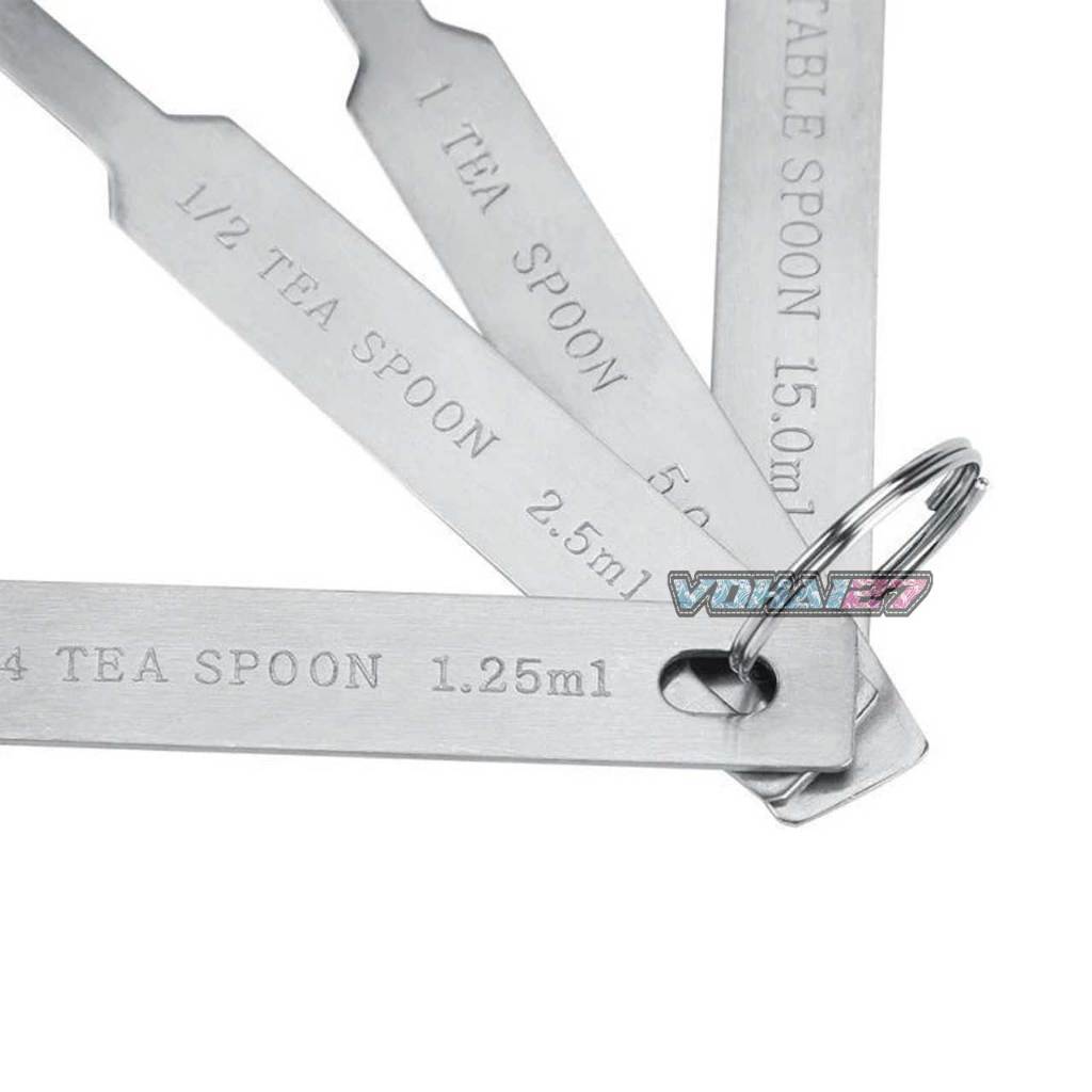 Muỗng Đong Định Lượng inox Không Gỉ Bộ 4 Cây (15ml / 5ml / 2.5ml / 1.25ml) ( Đong inox 4 Món)