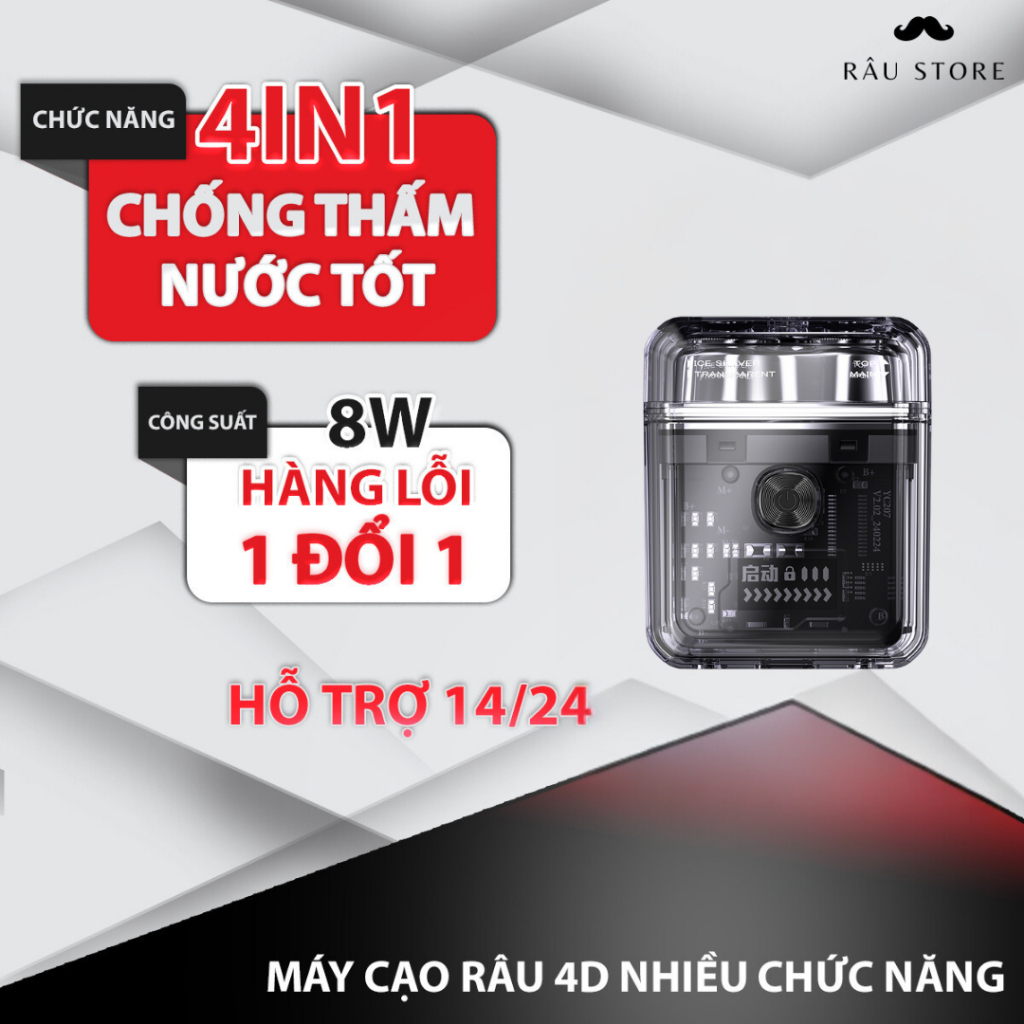 Máy cạo râu mini 2 lưỡi chống xước, chống nước IPX7, hỗ trợ cạo khô ...