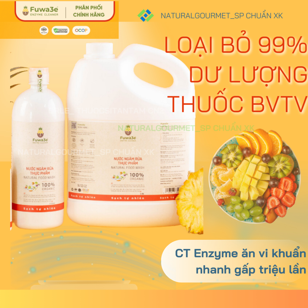 Nước ngâm rau củ quả Fuwa3e 100% Enzyme đậm đặc từ dứa, an toàn với da tay, đã qua XN và kiểm chứng