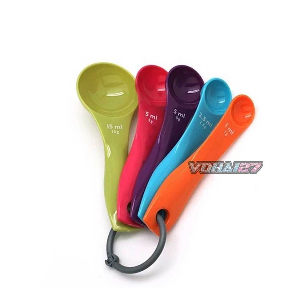 Bộ 5 thìa đong, muỗng đong nhà bếp 5 món, thìa đo lường, định lượng bằng nhựa an toàn