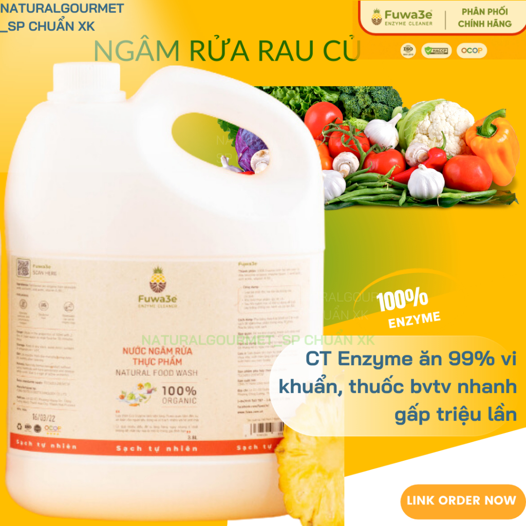Nước Giặt Hữu Cơ Fuwa3e Organic Sinh Học 500ml bạc hà, cam 100% thiên nhiên