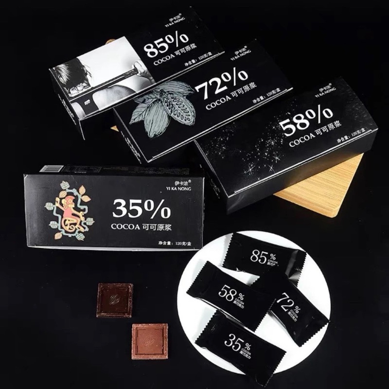 [Sẵn Hàng Mới ] Socola Nguyên Chất Socola Tươi Đen Đắng Nguyên Chất Không Đường 100% 85% 72% 58% 35% 1 Hộp 120gr