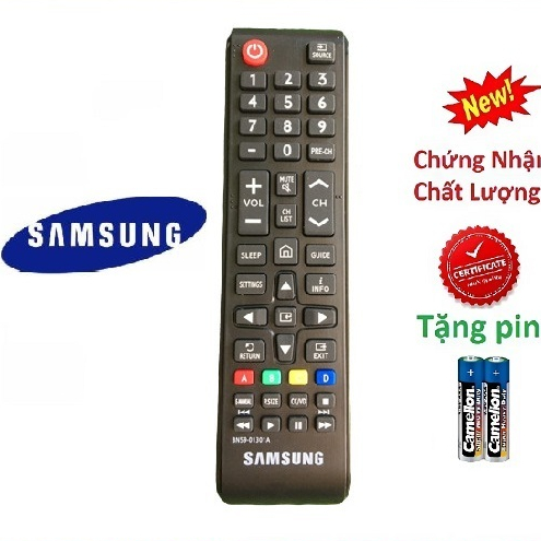 tay điều khiển remote từ xa tivi samsung ngắn tốt ( Hình ngôi nhà giữa)-kèm pin