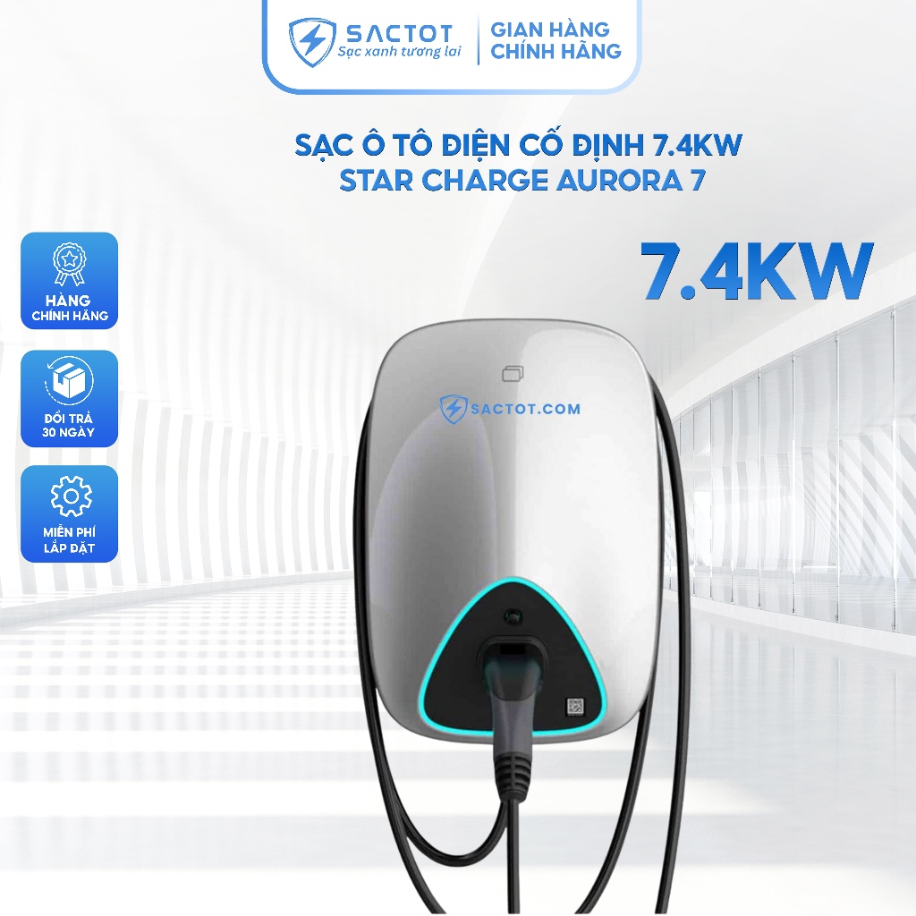 Sạc ô tô điện cố định 7.4kW Star Charge Aurora 7 (AC, 32A, 1 pha, cổng ...