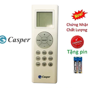 tay điều khiển remote từ xa điều hòa Casper mặt trắng-kèm pin-tay đầu bấm điều hòa Casper mặt trắng