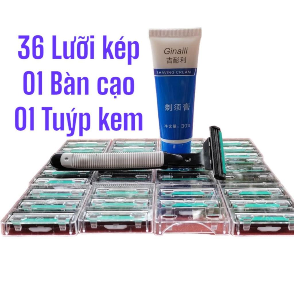 Bộ Dao Cạo Râu 36 Lưỡi Kép Tặng Kèm Tuýp Kem Và Bàn Cạo | Shopee Việt Nam