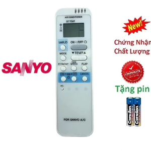 tay điều khiển remote từ xa điều hòa sanyo dài-kèm pin-tay đầu bấm điều hòa sanyo dài