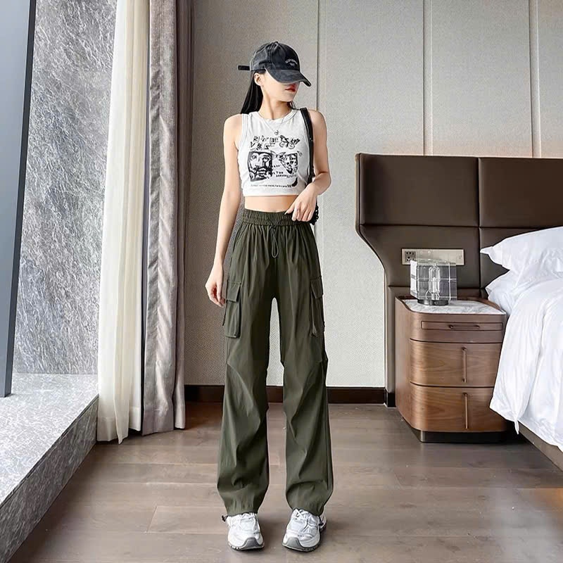 Quần Kaki Ống Rộng Nữ Túi Hộp Bo Gấu Rocky Phong Cách Hàn Quốc( 35kg-60kg) | BigBuy360 - bigbuy360.vn
