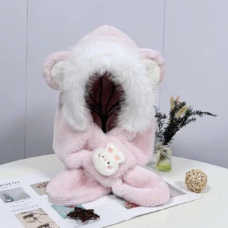 Mũ Lông Cừu 3in1 Hình Gấu Dâu Pikachu Siêu Kute, Mũ Kèm Khăn Quàng Cổ 🌸 tuyển sỉ🌸