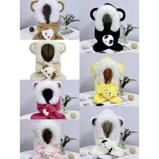 Mũ Lông Cừu 3in1 Hình Gấu Dâu Pikachu Siêu Kute, Mũ Kèm Khăn Quàng Cổ 🌸 tuyển sỉ🌸