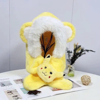 Mũ Lông Cừu 3in1 Hình Gấu Dâu Pikachu Siêu Kute, Mũ Kèm Khăn Quàng Cổ 🌸 tuyển sỉ🌸