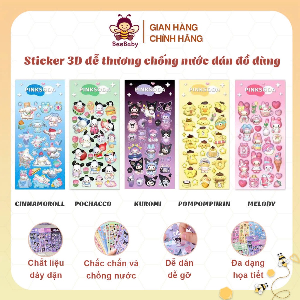 Sticker động vật dễ thương, bộ 10 Sticker dán đồ dùng cho bé, chịu ...