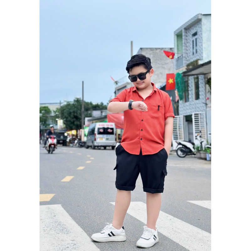set sơmi công tử cam lạ mắt cho bé trai 10kg-52kg(TONIBRAND)