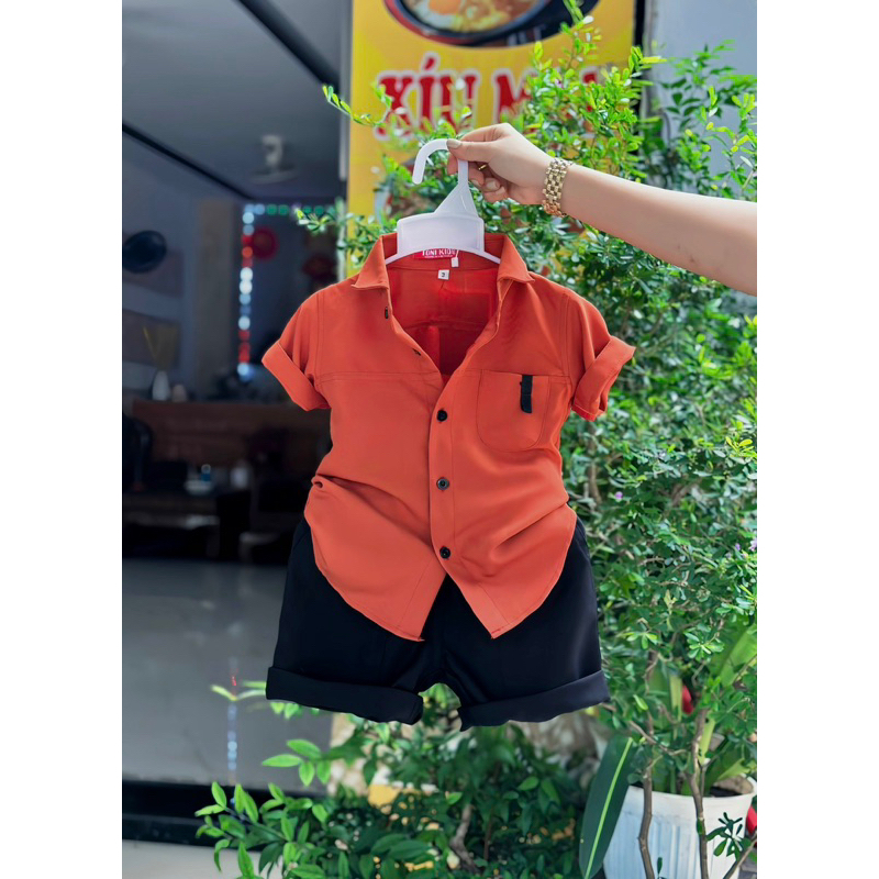 set sơmi công tử cam lạ mắt cho bé trai 10kg-52kg(TONIBRAND)