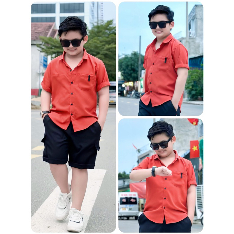 set sơmi công tử cam lạ mắt cho bé trai 10kg-52kg(TONIBRAND)