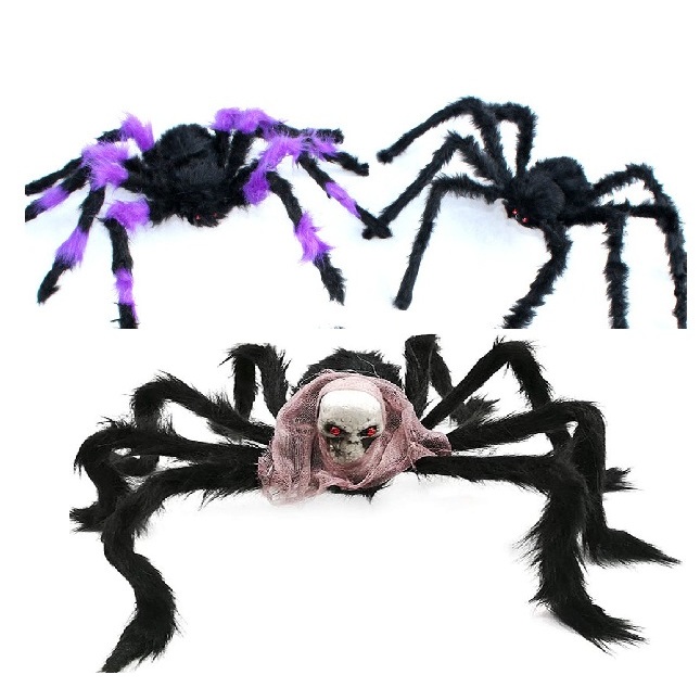 Con Nhện nhung halloween trang trí lễ hội hóa trang chất nhung màu giống thật
