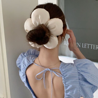 Dây cột tóc dây scrunchies bông hoa to năm cánh nhiều màu dây buộc hoa phụ kiện tóc cho nữ