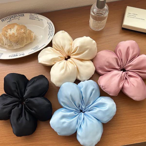 Dây cột tóc dây scrunchies bông hoa to năm cánh nhiều màu dây buộc hoa phụ kiện tóc cho nữ