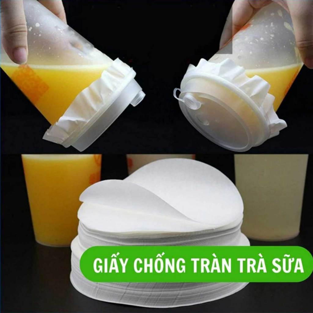 Set 500 tờ giấy chống tràn trà sữa 13 14cm, bánh hình tròn, giấy lót đế bánh bao dimsum hai mặt cắt sẵn hình tròn