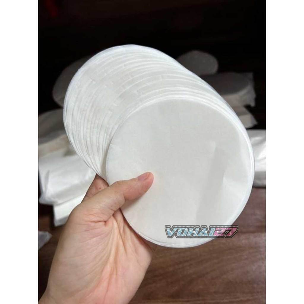 Set 500 tờ giấy chống tràn trà sữa 13 14cm, bánh hình tròn, giấy lót đế bánh bao dimsum hai mặt cắt sẵn hình tròn