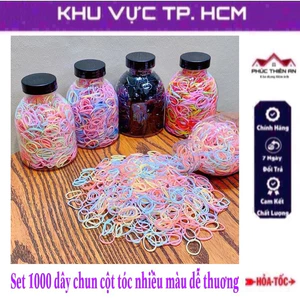 Lọ 1000 dây chun cột tóc dùng cho các bé, nhiều màu dễ thương, không gây đau cho bé