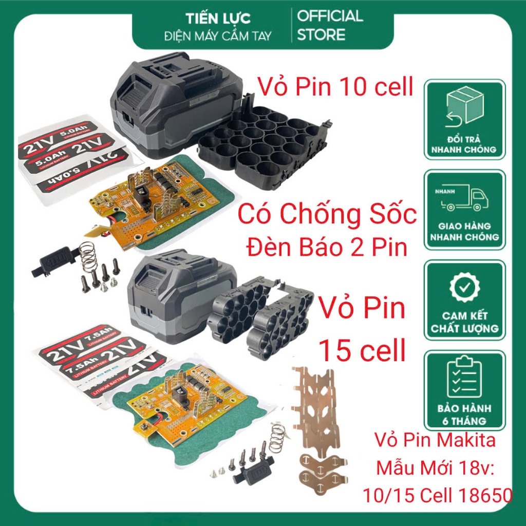 Vỏ Pin Makita 18v Kiểu Mới - 10 Cell, 15 Cell, 20 Cell -Vỏ Nhựa ABS ...