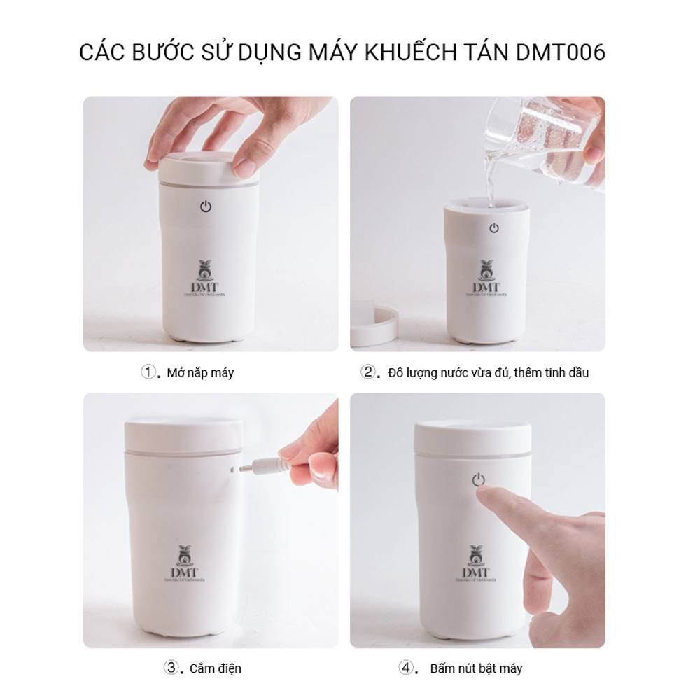Máy xông tinh dầu ô tô DMT - máy khuếch tán tinh dầu oto tạo ẩm, phun sương dùng với nước