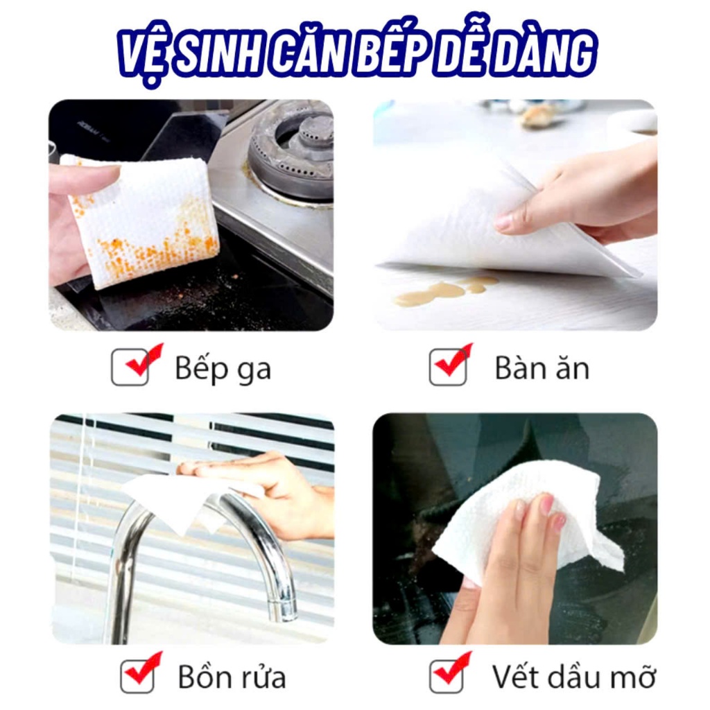KHĂN ƯỚT LAU BẾP TRẮNG - Bịch 60 tờ giấy ướt lau bếp - tẩy vết dầu mỡ diệt khuẩn siêu sạch đa năng - MA: KHANLAUBEP
