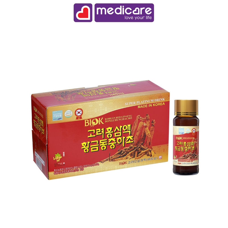 Nước uống bổ dưỡng BIOK hồng sâm và đông trùng hạ thảo hộp 100ml