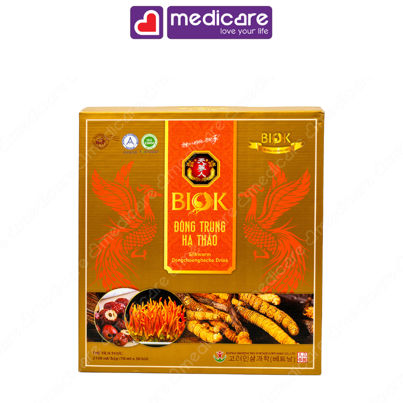 Nước Uống Bổ Dưỡng BIOK Đông Trùng Hạ Thảo hộp 30 gói 70ml